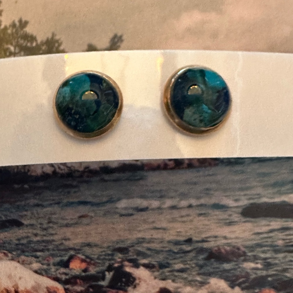 My Captured Journey Crushed Leland Blue Stones Earrings - Picture 4 of 4